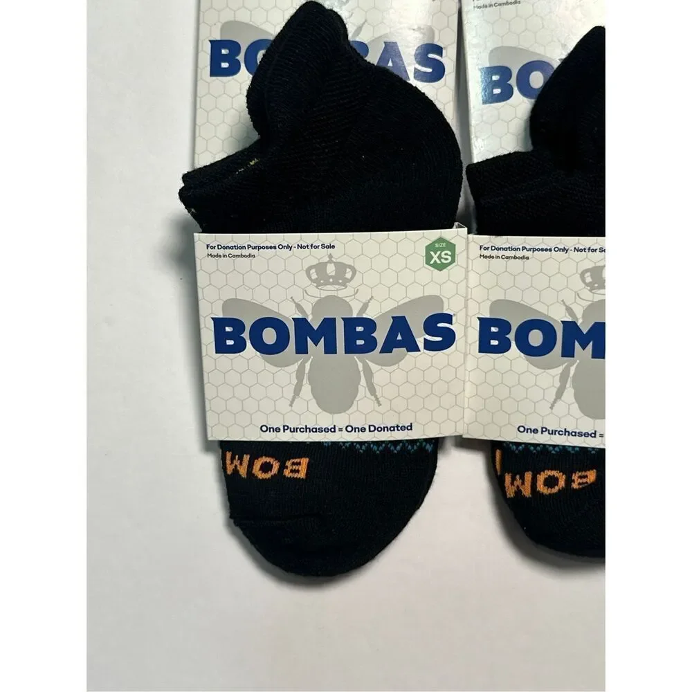 Bombas honeycomb black ankle socks - bundle of 4 - sz youth XS